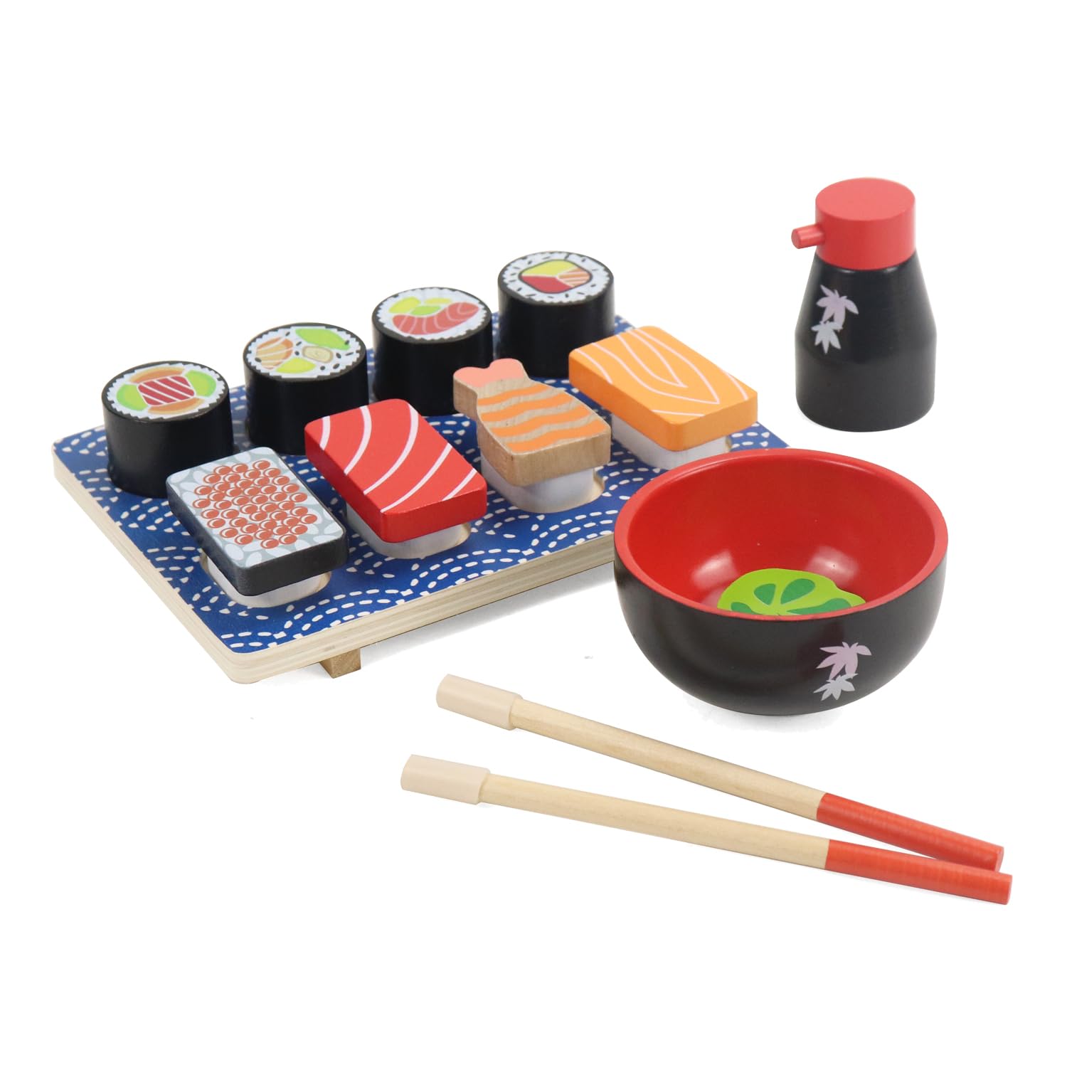 Amazon.com: WoodenEdu Sushi Slicing Play Food Set, Wooden Pretend